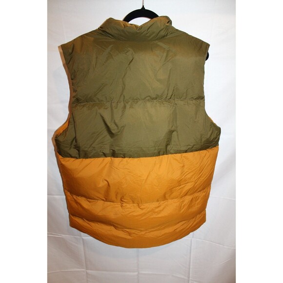 Prana Men Timber Trail Down Two Tone Puffer Vest XL Colorblock GREEN ORANGE New - Picture 6 of 7